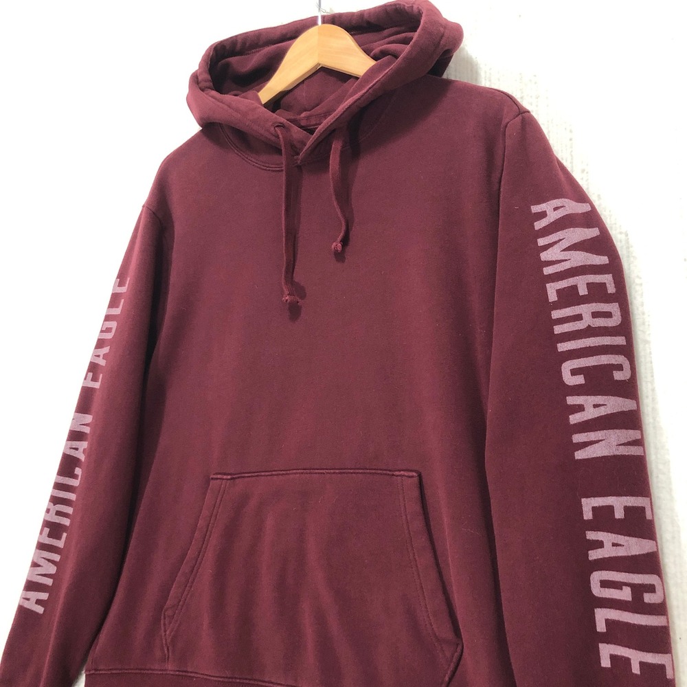 American Eagle Super Soft Hoodie Pullover Drawstring Casual Maroon Size Medium